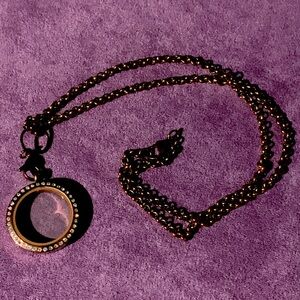 Chocolate brown bling floating locket